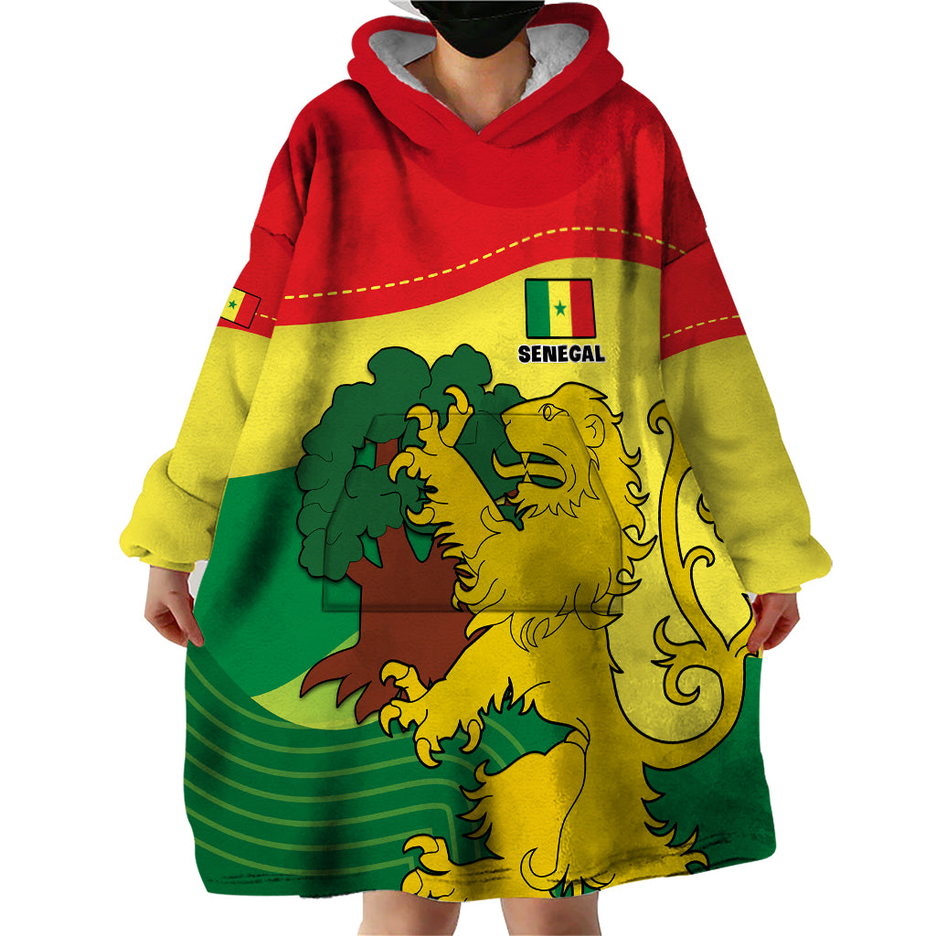 Custom Senegal Wearable Blanket Hoodie Bahamian Lion Baobab Flag Style - Wonder Print Shop
