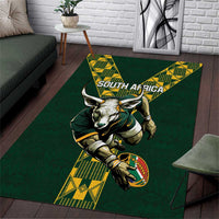 Custom South Africa 2024 Rugby Area Rug Go Springboks Protea Pattern - Wonder Print Shop