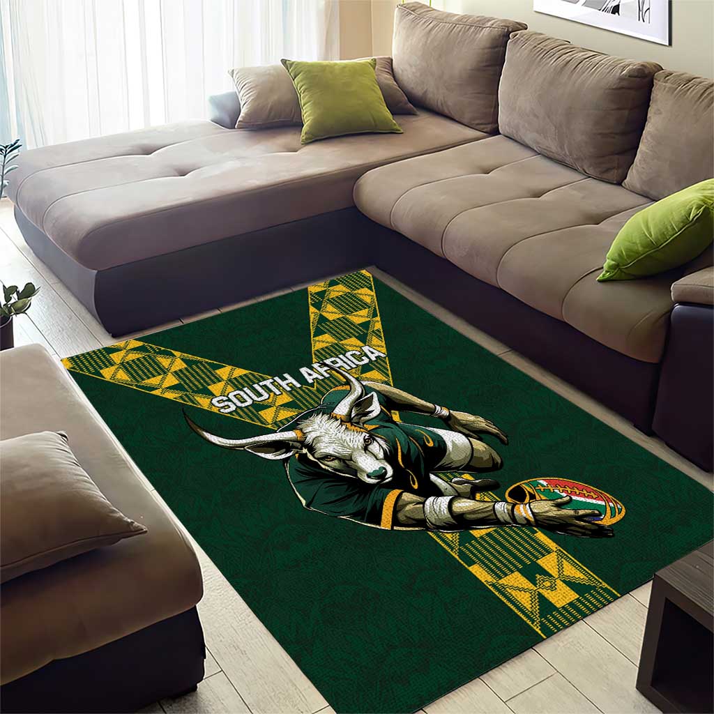 Custom South Africa 2024 Rugby Area Rug Go Springboks Protea Pattern - Wonder Print Shop