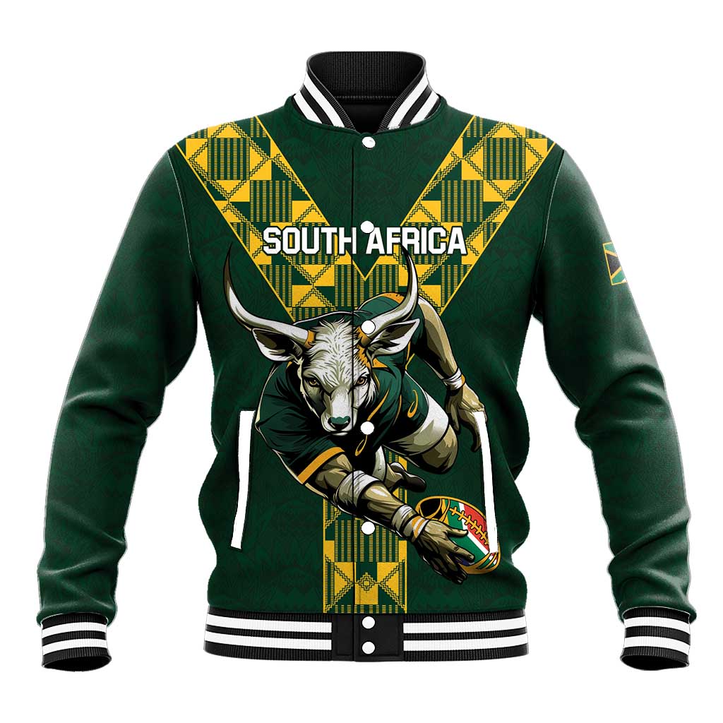 Custom South Africa 2024 Rugby Baseball Jacket Go Springboks Protea Pattern - Wonder Print Shop