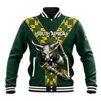 Custom South Africa 2024 Rugby Baseball Jacket Go Springboks Protea Pattern - Wonder Print Shop