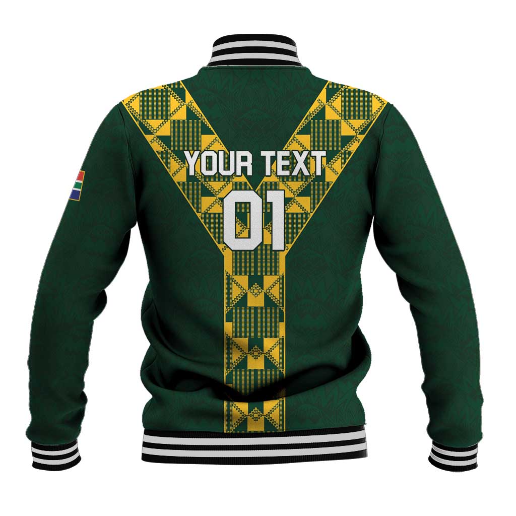 Custom South Africa 2024 Rugby Baseball Jacket Go Springboks Protea Pattern - Wonder Print Shop