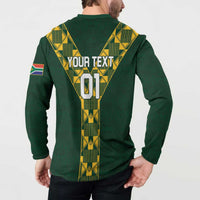 Custom South Africa 2024 Rugby Button Sweatshirt Go Springboks Protea Pattern - Wonder Print Shop