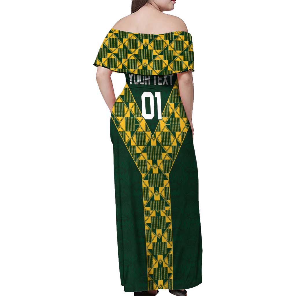 Custom South Africa 2024 Rugby Family Matching Off Shoulder Maxi Dress and Hawaiian Shirt Go Springboks Protea Pattern - Wonder Print Shop