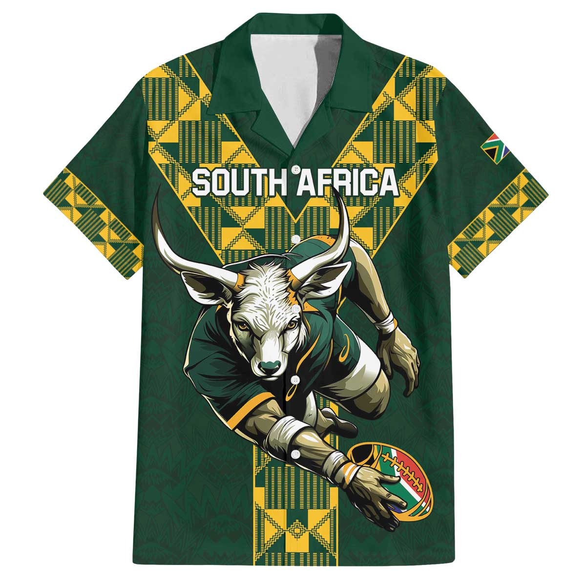 Custom South Africa 2024 Rugby Family Matching Puletasi and Hawaiian Shirt Go Springboks Protea Pattern - Wonder Print Shop