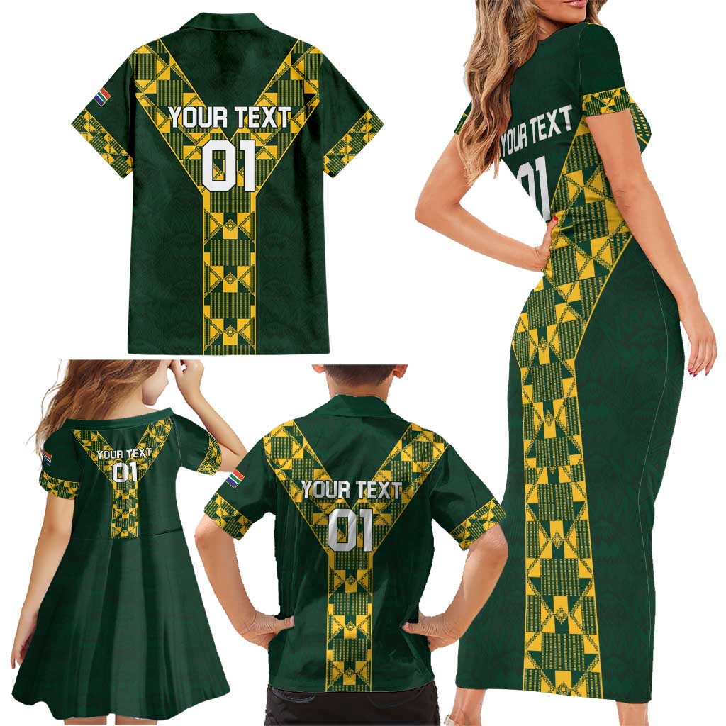 Custom South Africa 2024 Rugby Family Matching Short Sleeve Bodycon Dress and Hawaiian Shirt Go Springboks Protea Pattern - Wonder Print Shop
