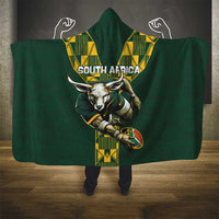 Custom South Africa 2024 Rugby Hooded Blanket Go Springboks Protea Pattern
