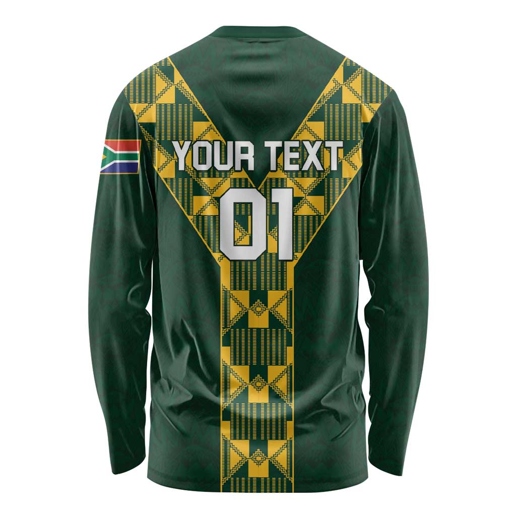 Custom South Africa 2024 Rugby Long Sleeve Shirt Go Springboks Protea Pattern - Wonder Print Shop