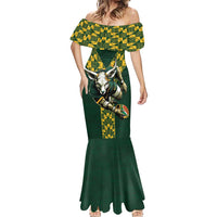 Custom South Africa 2024 Rugby Mermaid Dress Go Springboks Protea Pattern - Wonder Print Shop