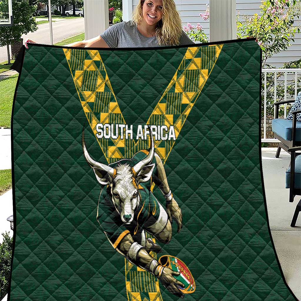 Custom South Africa 2024 Rugby Quilt Go Springboks Protea Pattern - Wonder Print Shop