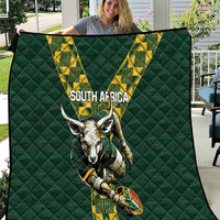 Custom South Africa 2024 Rugby Quilt Go Springboks Protea Pattern - Wonder Print Shop