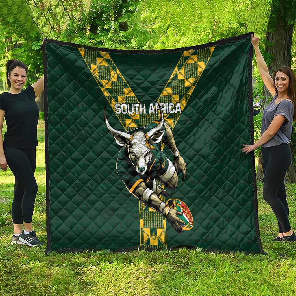 Custom South Africa 2024 Rugby Quilt Go Springboks Protea Pattern - Wonder Print Shop