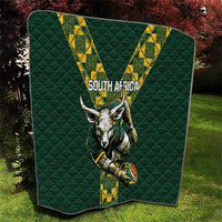 Custom South Africa 2024 Rugby Quilt Go Springboks Protea Pattern - Wonder Print Shop
