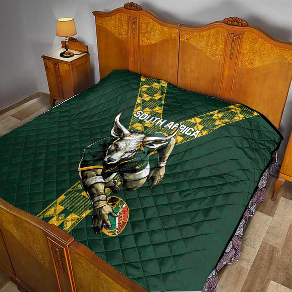 Custom South Africa 2024 Rugby Quilt Go Springboks Protea Pattern - Wonder Print Shop
