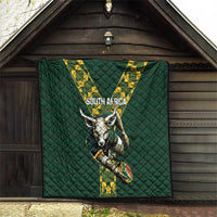 Custom South Africa 2024 Rugby Quilt Go Springboks Protea Pattern - Wonder Print Shop