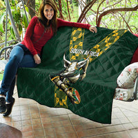 Custom South Africa 2024 Rugby Quilt Go Springboks Protea Pattern - Wonder Print Shop