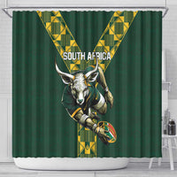 Custom South Africa 2024 Rugby Shower Curtain Go Springboks Protea Pattern