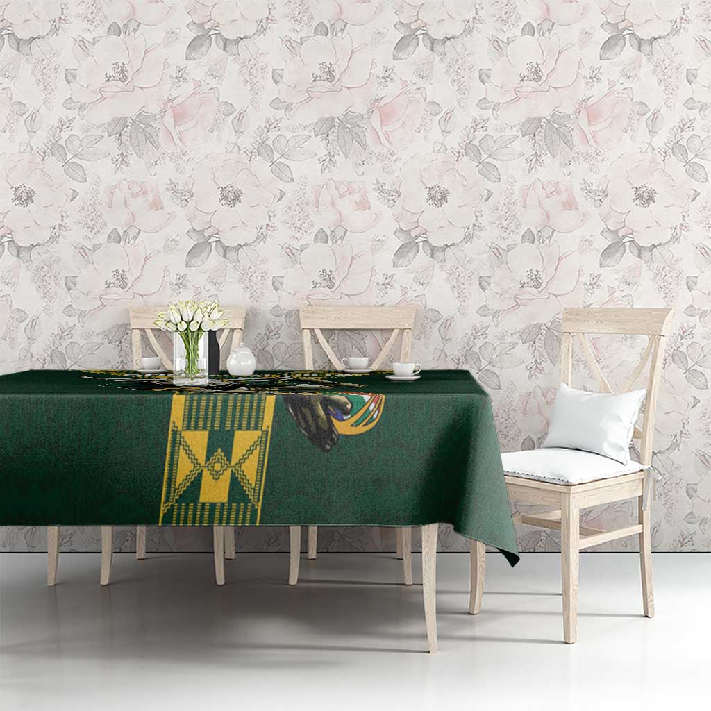 Custom South Africa 2024 Rugby Tablecloth Go Springboks Protea Pattern - Wonder Print Shop