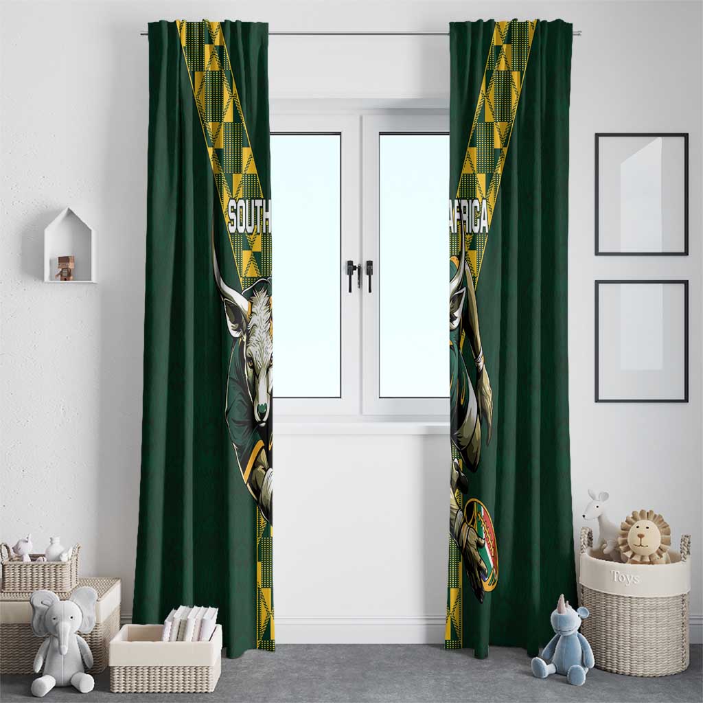 Custom South Africa 2024 Rugby Window Curtain Go Springboks Protea Pattern - Wonder Print Shop