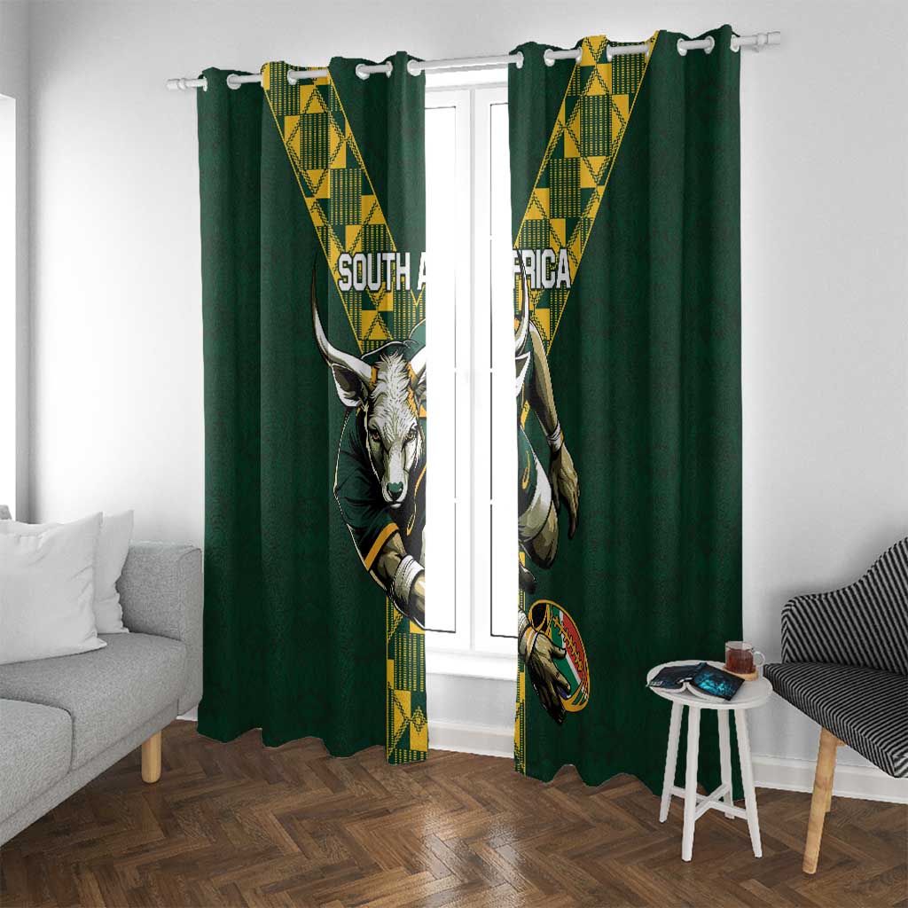 Custom South Africa 2024 Rugby Window Curtain Go Springboks Protea Pattern - Wonder Print Shop