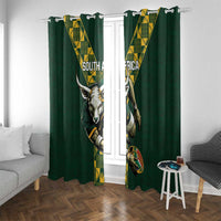 Custom South Africa 2024 Rugby Window Curtain Go Springboks Protea Pattern - Wonder Print Shop