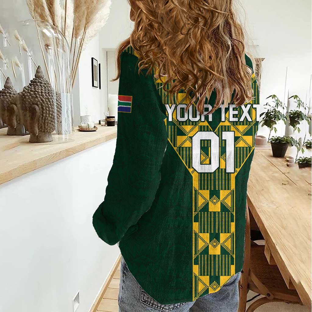 Custom South Africa 2024 Rugby Women Casual Shirt Go Springboks Protea Pattern - Wonder Print Shop