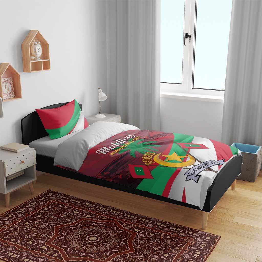 Personalized Maldives Independence Day 1965 Bedding Set Dhivehi Raajjeyge Jumhooriyyaa - Wonder Print Shop
