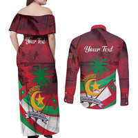 Personalized Maldives Independence Day 1965 Couples Matching Off Shoulder Maxi Dress and Long Sleeve Button Shirt Dhivehi Raajjeyge Jumhooriyyaa - Wonder Print Shop
