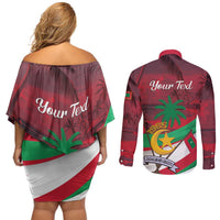 Personalized Maldives Independence Day 1965 Couples Matching Off Shoulder Short Dress and Long Sleeve Button Shirt Dhivehi Raajjeyge Jumhooriyyaa - Wonder Print Shop