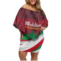 Personalized Maldives Independence Day 1965 Family Matching Off Shoulder Short Dress and Hawaiian Shirt Dhivehi Raajjeyge Jumhooriyyaa - Wonder Print Shop