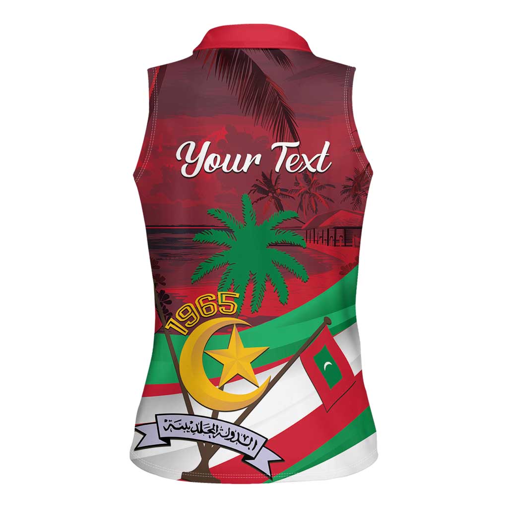 Personalized Maldives Independence Day 1965 Women Sleeveless Polo Shirt Dhivehi Raajjeyge Jumhooriyyaa - Wonder Print Shop