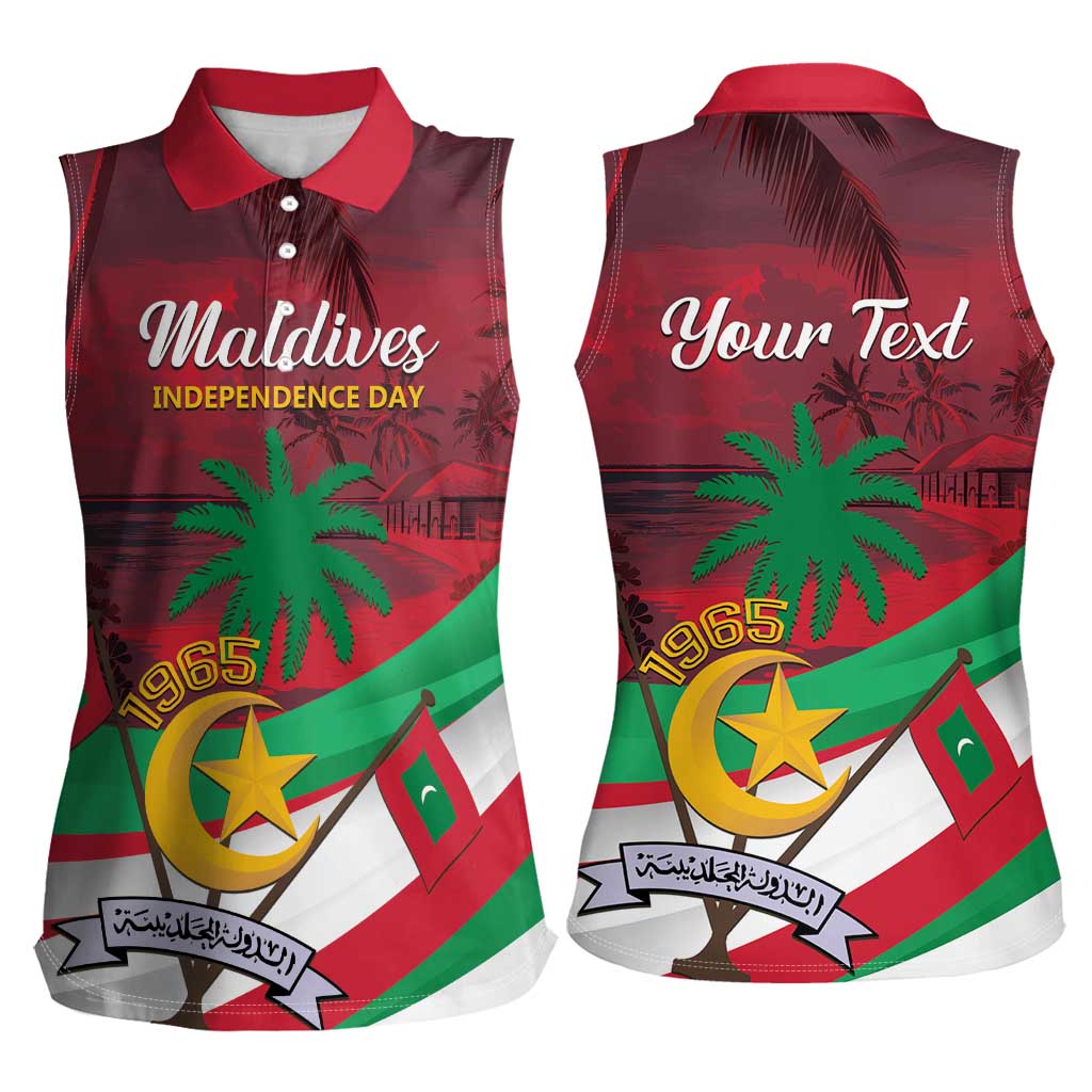 Personalized Maldives Independence Day 1965 Women Sleeveless Polo Shirt Dhivehi Raajjeyge Jumhooriyyaa - Wonder Print Shop