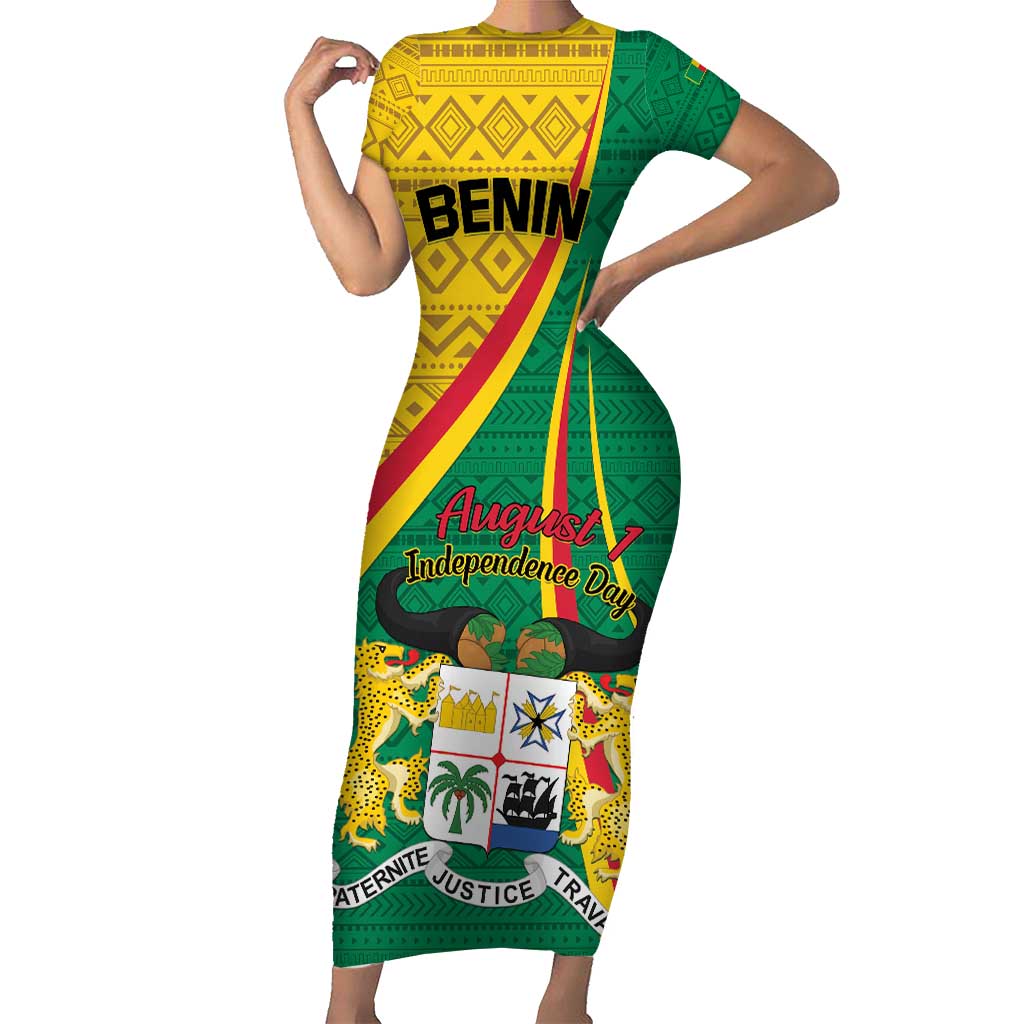 Personalized Benin Independence Day 1960 Family Matching Short Sleeve Bodycon Dress and Hawaiian Shirt Fraternite Justice Travail - Wonder Print Shop
