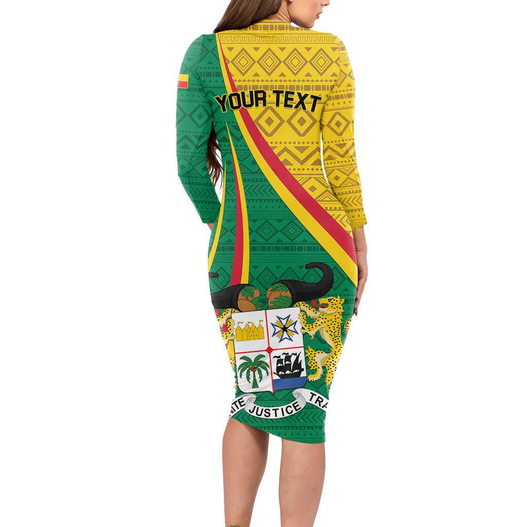 Personalized Benin Independence Day 1960 Long Sleeve Bodycon Dress Fraternite Justice Travail - Wonder Print Shop