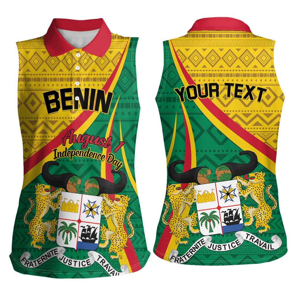Personalized Benin Independence Day 1960 Women Sleeveless Polo Shirt Fraternite Justice Travail - Wonder Print Shop