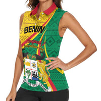 Personalized Benin Independence Day 1960 Women Sleeveless Polo Shirt Fraternite Justice Travail - Wonder Print Shop