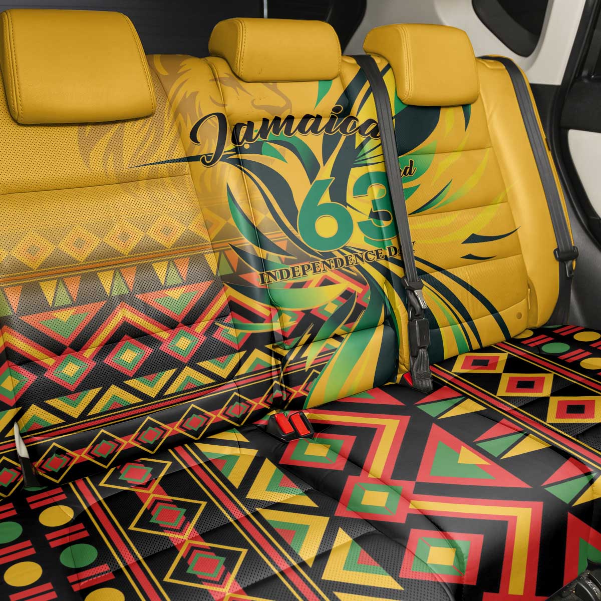 Jamaica Independence Day 1962 Back Car Seat Cover Jumieka Streamertail Reggae Pattern