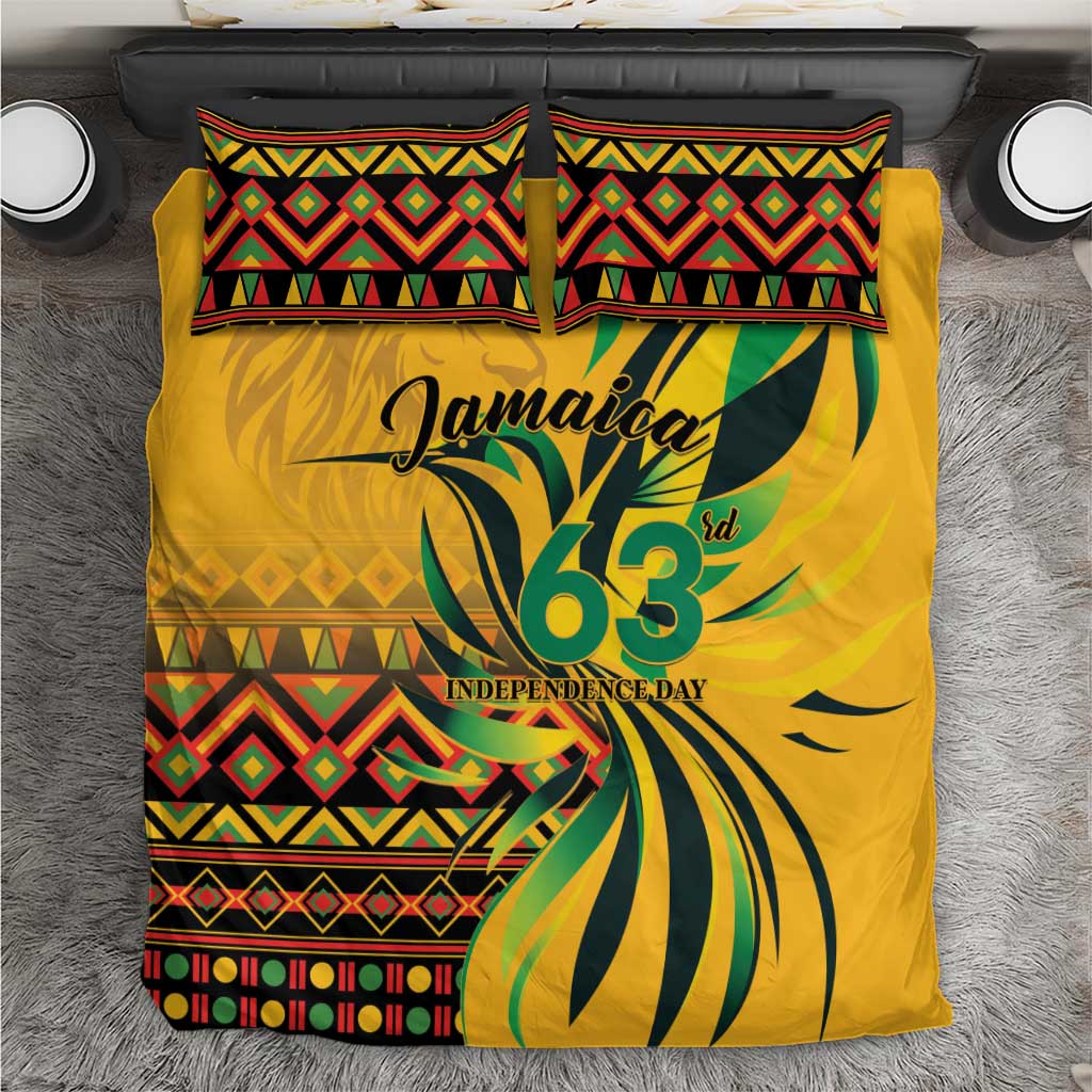 Jamaica Independence Day 1962 Bedding Set Jumieka Streamertail Reggae Pattern