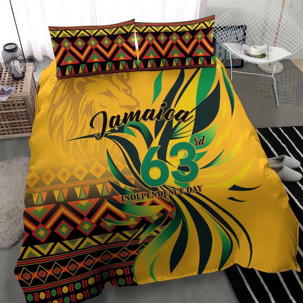 Jamaica Independence Day 1962 Bedding Set Jumieka Streamertail Reggae Pattern