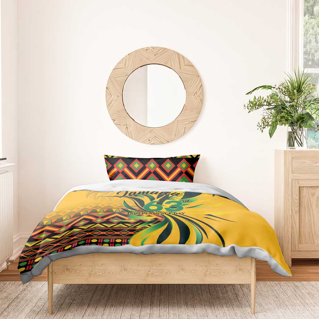 Jamaica Independence Day 1962 Bedding Set Jumieka Streamertail Reggae Pattern
