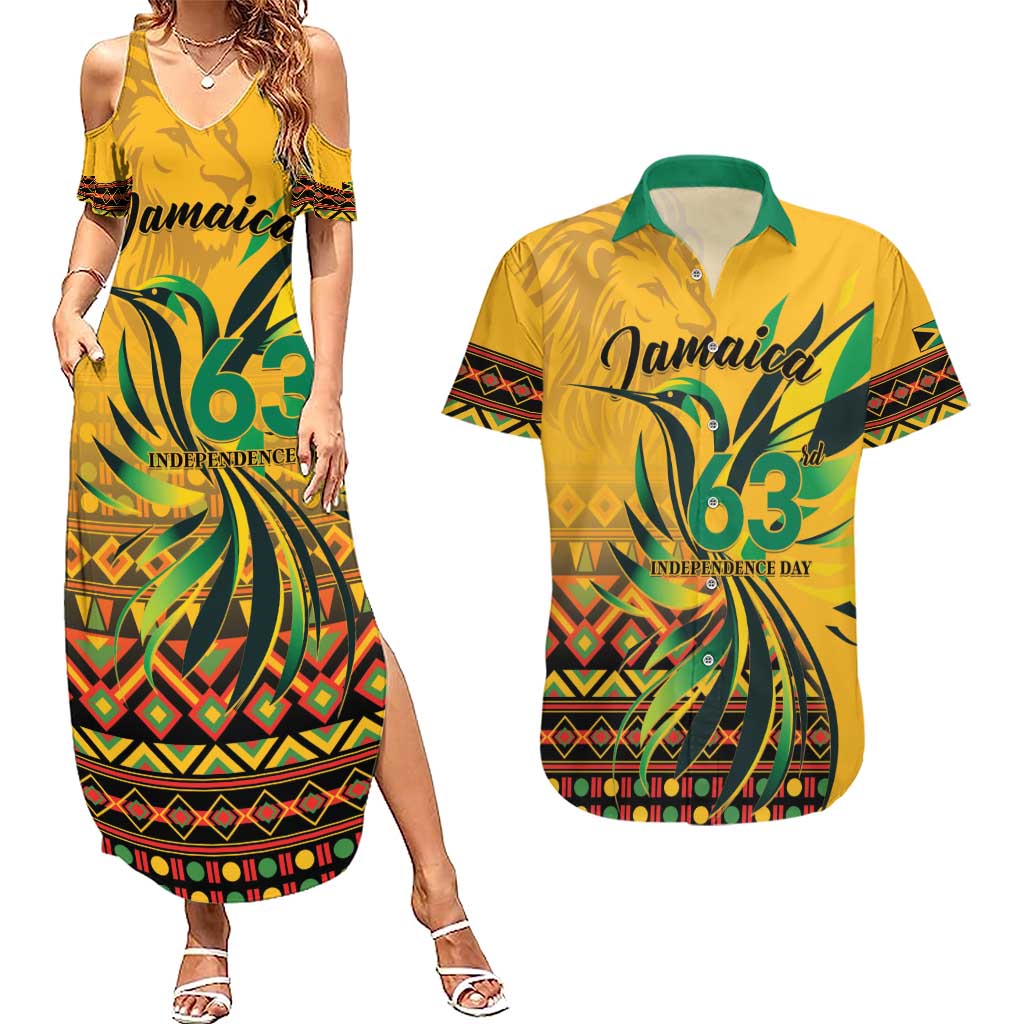 Personalized Jamaica Independence Day 1962 Couples Matching Summer Maxi Dress and Hawaiian Shirt Jumieka Streamertail Reggae Pattern
