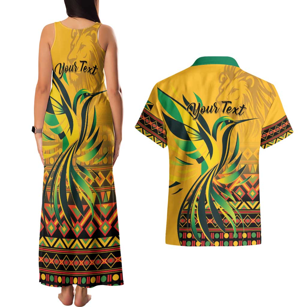 Personalized Jamaica Independence Day 1962 Couples Matching Tank Maxi Dress and Hawaiian Shirt Jumieka Streamertail Reggae Pattern