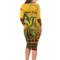 Personalized Jamaica Independence Day 1962 Family Matching Long Sleeve Bodycon Dress and Hawaiian Shirt Jumieka Streamertail Reggae Pattern