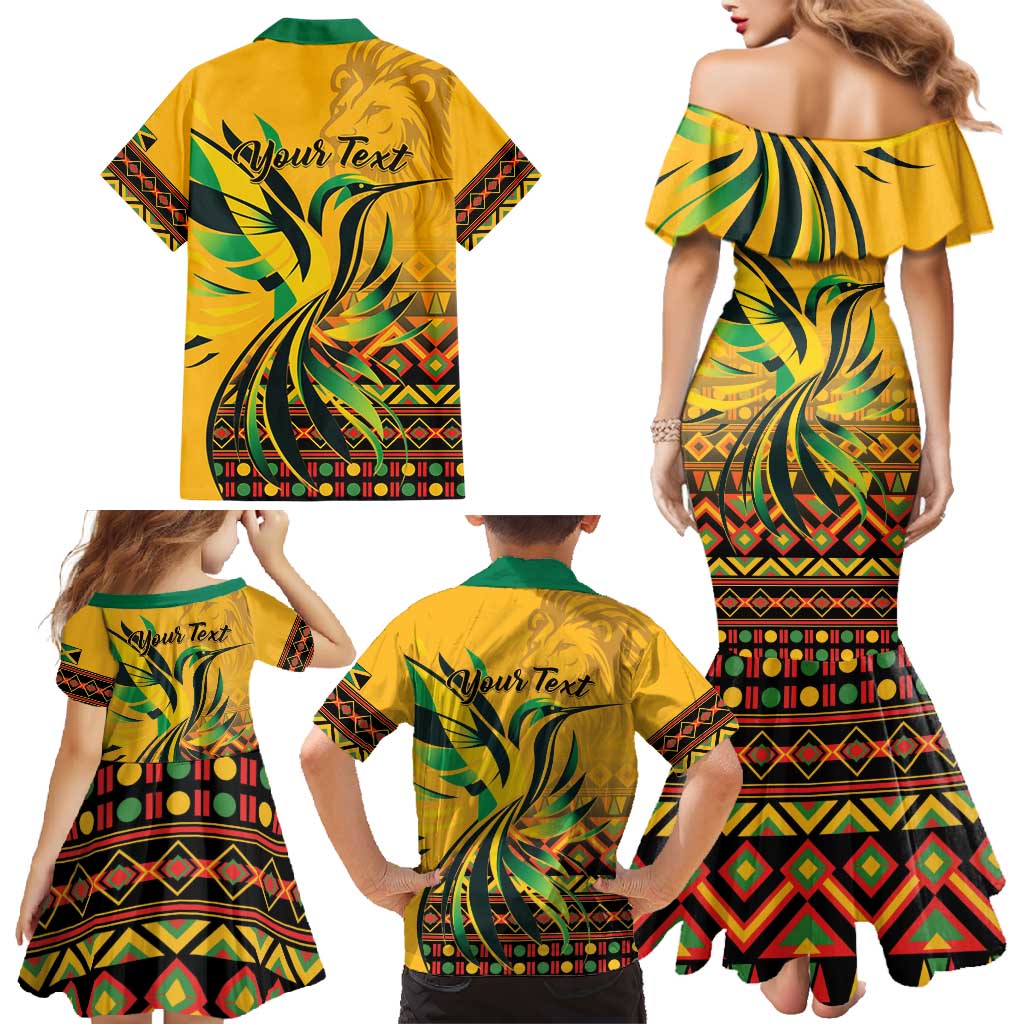 Personalized Jamaica Independence Day 1962 Family Matching Mermaid Dress and Hawaiian Shirt Jumieka Streamertail Reggae Pattern