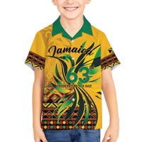 Personalized Jamaica Independence Day 1962 Family Matching Off The Shoulder Long Sleeve Dress and Hawaiian Shirt Jumieka Streamertail Reggae Pattern