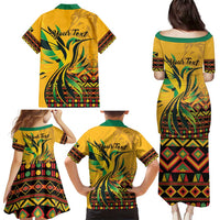 Personalized Jamaica Independence Day 1962 Family Matching Puletasi and Hawaiian Shirt Jumieka Streamertail Reggae Pattern