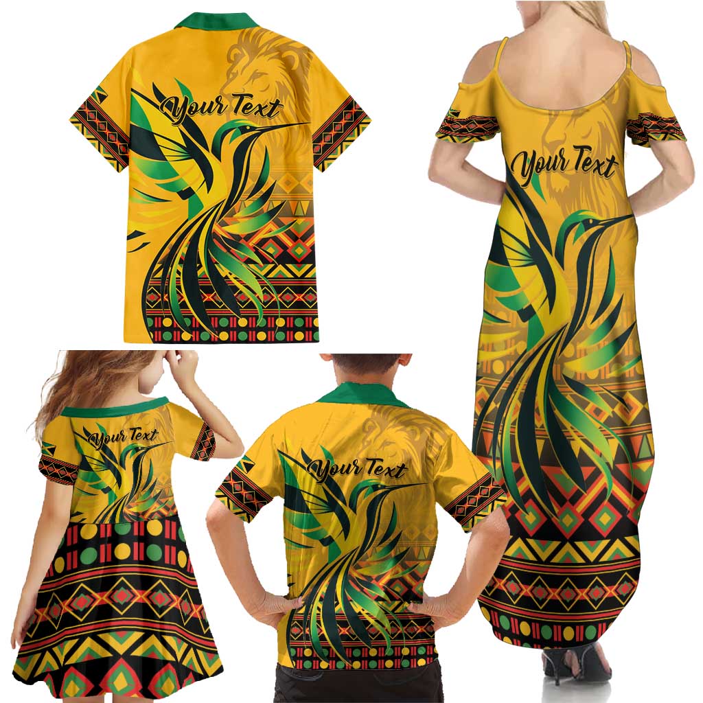 Personalized Jamaica Independence Day 1962 Family Matching Summer Maxi Dress and Hawaiian Shirt Jumieka Streamertail Reggae Pattern