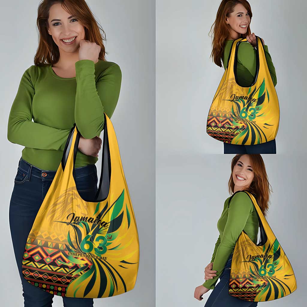 Jamaica Independence Day 1962 Grocery Bag Jumieka Streamertail Reggae Pattern