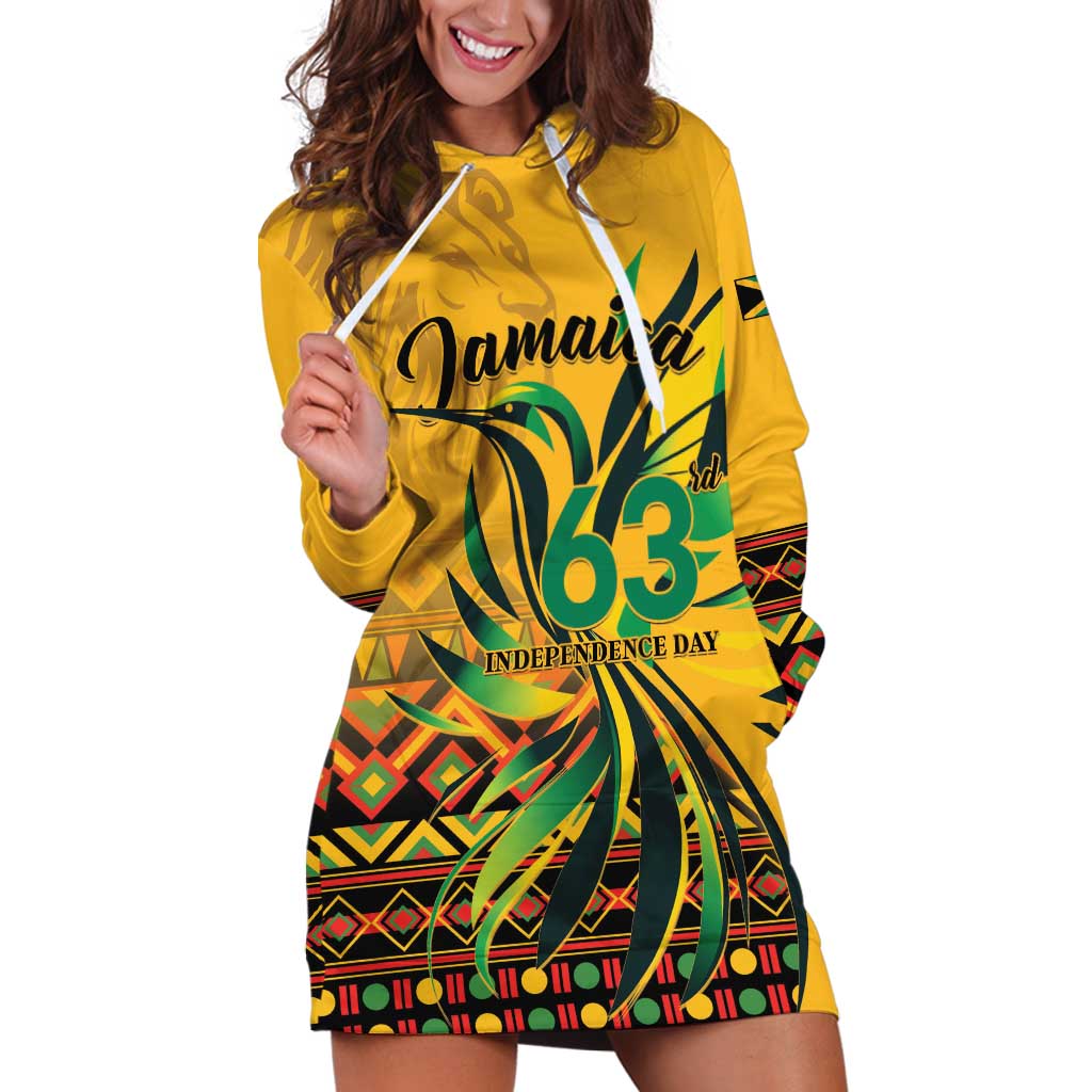 Personalized Jamaica Independence Day 1962 Hoodie Dress Jumieka Streamertail Reggae Pattern