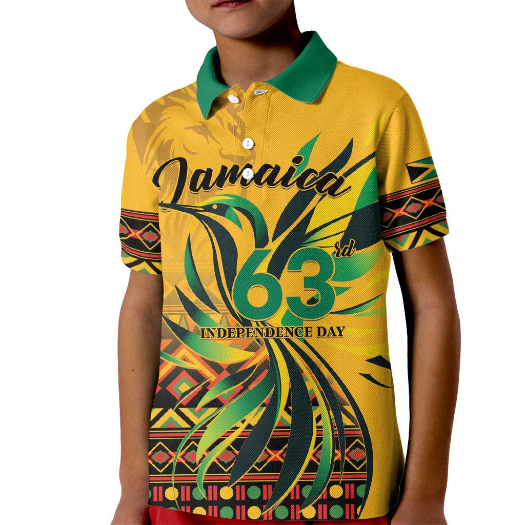 Personalized Jamaica Independence Day 1962 Kid Polo Shirt Jumieka Streamertail Reggae Pattern